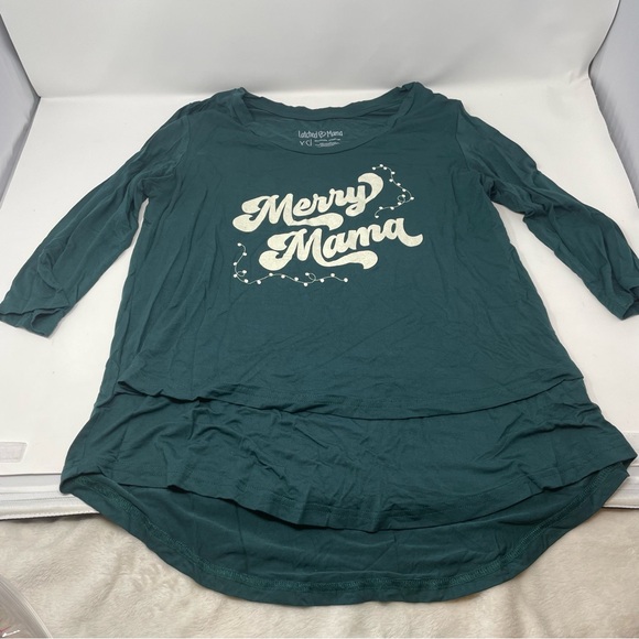 Latched Mama Tops - Latched Mama Nursing & Maternity 3/4 Sleeve Christmas Top size XS